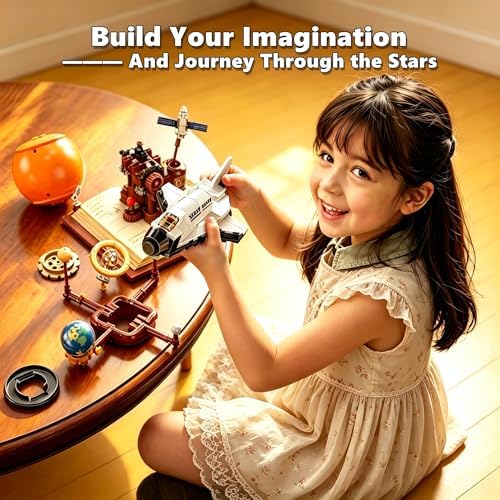 Spinning Solar System Space Building Set with Book Base, Compatible with Lego Space, Rotatable Planets & Rocket Sets, 672PCS STEM Educational Mechanical Space System Toys for Boys Girls Adults - Image 5