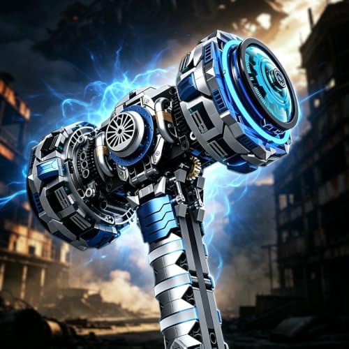 Mechanical Hammer Building Kit, 1149 Pcs Motorized Dual Hammerhead Gear Linkage with 2-in-1 Manual & Electric USB Motor, LED Energy Ring, STEM Engineering Toy Gift for Adults & Kids 8+ - Image 4