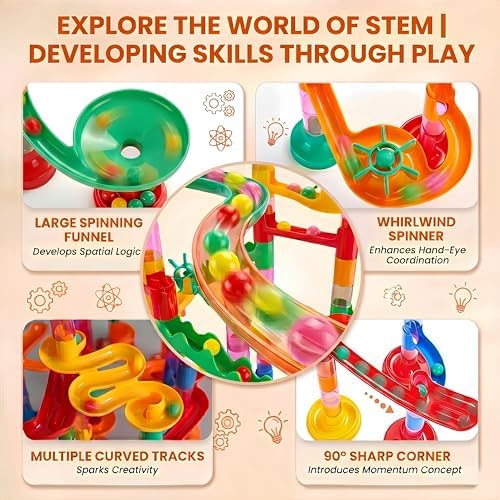 232 PCS Marble Run, STEM Building Toys with 45 Colourful Plastic Marbles - Image 5