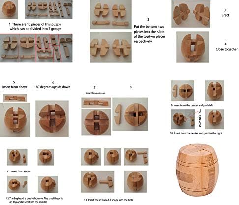 Ahyuan Handmade Powder Barrel Wooden Puzzles for Adults an Interlocking 3D Brain Teaser Puzzles for Adults Hidden Passage Works on a Classic Mechanical Puzzle Concept (Natural) - Image 5