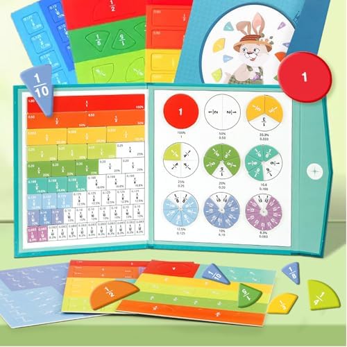 Magnetic Fraction Playbook, 103 PCS Magnetic Fraction Tiles Fraction Magnets for Elementary School Math Learning Toys for Kids Fraction manipulatives Magnetic Fraction Demonstration Book by Unknown