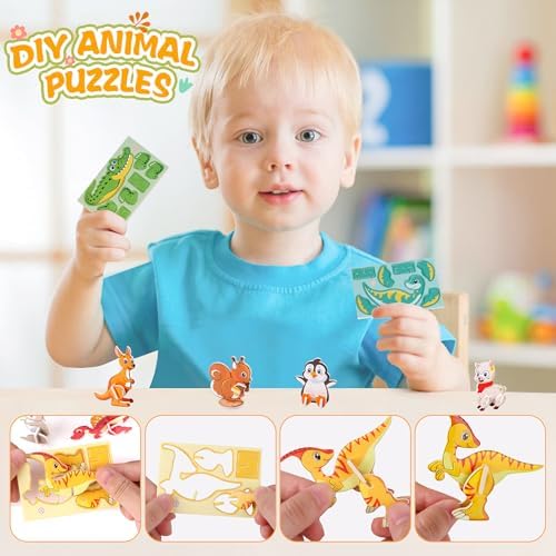 FOIMAS 3D Puzzles for Kids,31 Pack Educational Puzzle Farmhouse Animal Puzzle Dinosaur for Kids Classroom Prize Gifts Party Favor Supply - Image 5