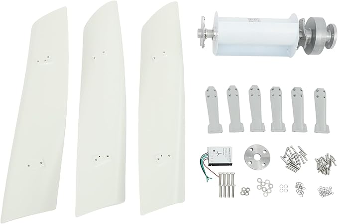 Bepritm Vertical Axis Wind Turbine, Wind Generator Kit with Controller & IP67 Protection, Ultra-Quiet Design for Home, RV, Business, Industrial Energy Supply (100W 12V White 4 Blades)