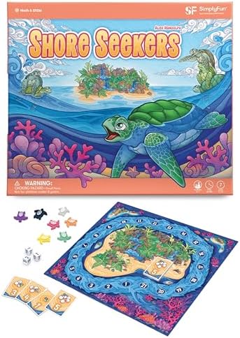 SimplyFun Shore Seekers - A Fun and Interactive Math Board Game for Kids - Practice Addition and Multiplication Skills - Math Game for Kids, 2 to 7 Players, Ages 7 & Up by SimplyFun