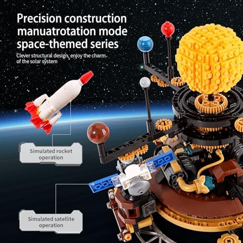 Solar System Building Blocks Set - Rotatable Space Exploration lego Toy, Includes 9 Planets and Rocket Set, Science Astronomy Educational Gift, Suitable for Boys and Girls Aged 8 and Up - Image 3
