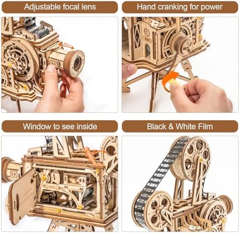ROKR 3D Wooden Puzzles for Adults- 183pcs Mechanical Model Building Kit Wooden Craft Movie Projector Gift for Adults 14+ (Vitascope) - Image 4