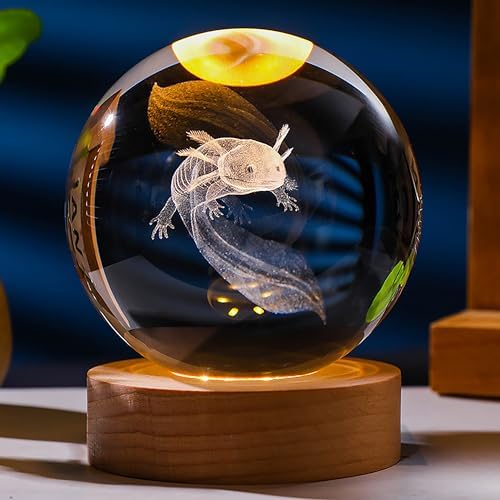 3D Axolotl Gifts for Women Crystals Ball 60mm- Axolotl Figurines Decor Glass Animals Figurine Animal Stuff for Room Birthday for Best Friend Lovers Keepsake Paperweight by Unknown