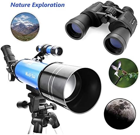 Travel Telescope with Backpack - 70mm Refractor Telescope & 10X50 HD Binoculars Bak4 Prism FMC Lens for Moon Viewing Bird Watching Sightseeing - Image 5