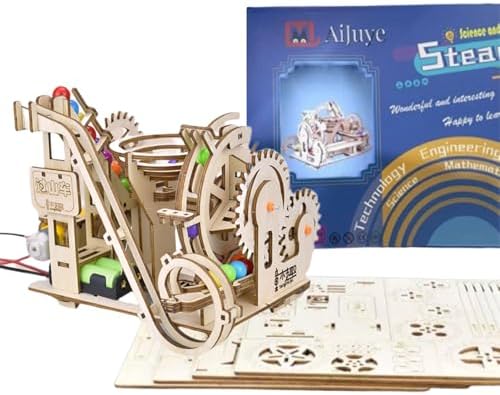 3D Wooden Roller Coaster Puzzle Motorized Marble Run Construction Kit by Unknown