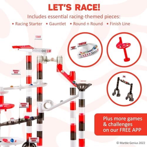 Marble Genius Marble Run Racing Set: 125-Piece Marble Run Racing Set Toys for Kids, Marbles Maze Tower Building Blocks, Marbles Race Track Rolling Game, Educational Learning STEM Toy Gift - Image 3
