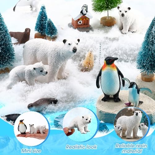 Gerrii Arctic Animals Habitat Project Set, Winter Polar Animals Diorama Box Kit Figurine Model Polar Bear Penguin Animal Figurines Diorama Supplies for DIY Crafts Project Gifts - Image 4