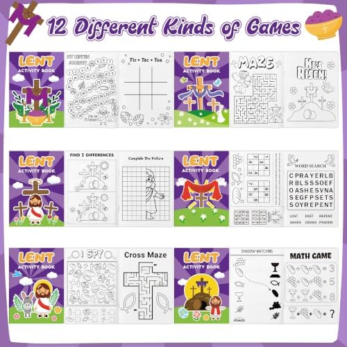 Bulk Easter Lent Activity Books, 24Pcs Mini Games Coloring Booklet for Kids - Image 4