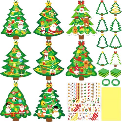 Renbuzhu 40PCS Christmas Crafts Bulk: Xmas Tree Paper Suncatchers DIY Kit for Winter Holiday Activities Decorations, Window Stained Glass Effect Art Ornaments by Renbuzhu