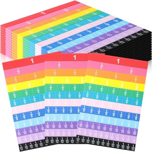 12 Sets Sayglosy Fraction Tile Manipulative for Math Classroom, Vivid Color by Sayglossy