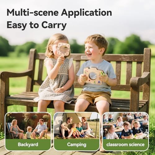 Magnifying Glass for Kids Wooden Montessori Educational Explore Toy Magnifying Glasses and Wood Bug Cards for Outdoor Adventure Birthday Gift for Boys Girls Ages 3+ - Image 5