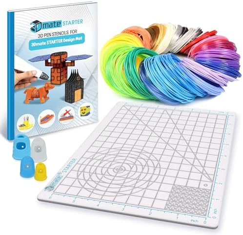 3D Pen Filament with Silicon Design Mat and Compatible Stencils Book with 11 Templates - 1.75mm PLA Plastic Refills - 360 Feet of Assorted Filament for 3D Drawing and Doodling by 3Dmate