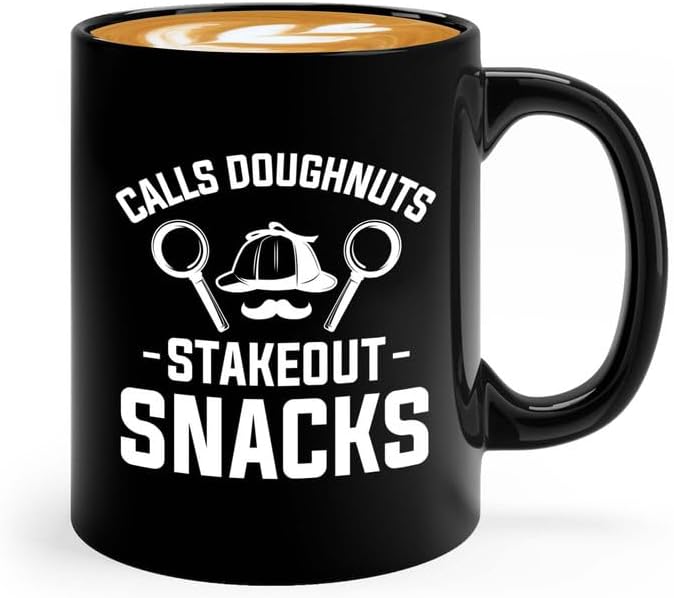 Detective Coffee Mug 11oz Black Stakeout Snacks Quote Police Officer Gift by Unknown