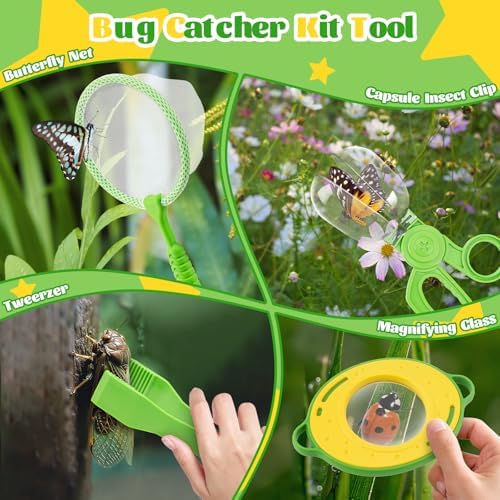 Bug Catcher Kit for Kids - Outdoor Explorer Kit Insect Catching Toys Nature Adventure Set for Boys 3 4 5 6 7 8 Year Old(Green & Pink) - Image 4