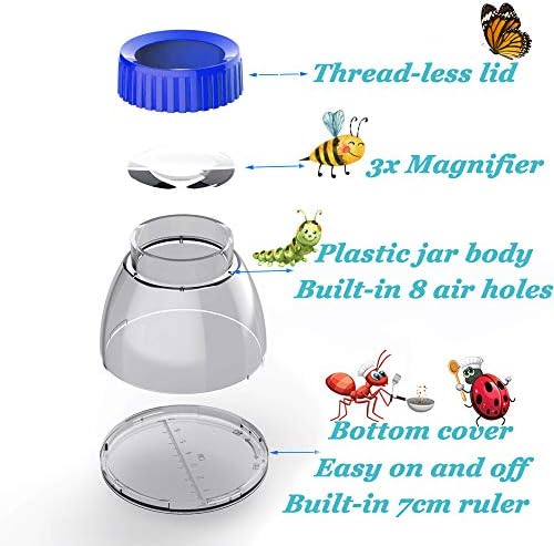 Bug Catcher 5X Magnifying Insect Observation Kit Built-in 7cm Ruler with 2 Slant Tweezers Bug Viewer Cage for Kids Science Nature Exploration (2 Pack Blue) - Image 4