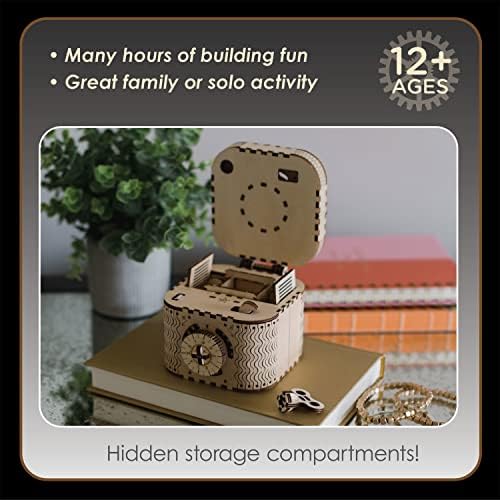 MindWare Gearjits: Treasure Box – 158pc Wooden 3D Building Puzzle for Teens & Adults – DIY Construction Model – Fun for Parents Too! – Great STEAM Gifts for Ages 12+ - Image 6