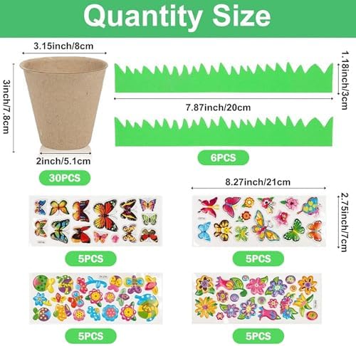 Kids Plant Growing Kit, 30 Peat Pots with 20 Fun Stickers & 6 Fences, Creative Garden Kit for Kids Gardening, Mother's Day Craft Favor Plant Growing - Image 5