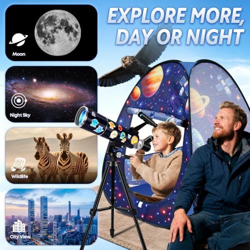 80mm Portable Telescope Kit for Adults & Kids with Pop-Up Tent - Image 5