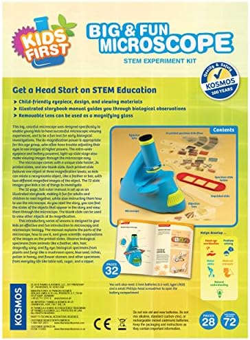 Kids First Big & Fun Microscope Science Experiment Kit | Easy-to-Use Kids Microscope | Ages 4-6 | STEM Experiment Guide and Full-Color User Manual | 72 Images | Extra-Wide Eyepiec with Light-up Stage - Image 2