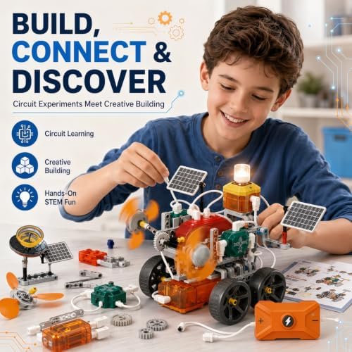STEM Science Circuit Board Set, 218PCS Edu Smart Lab Building Kit with 19 Models, Physics Experiment Car Kit for Kids, Educational Engineering Toy - Image 2