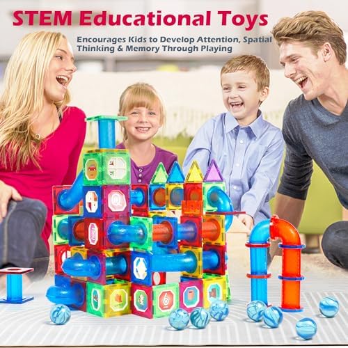 MAGBLOCK 176PCS Magnetic Tiles Marble Run Set Building Blocks for Ages 8+ - Image 6