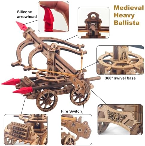 3D Wooden Puzzles for Adults, DIY Ballista Mechanical Wooden Assembly Kit - Image 2