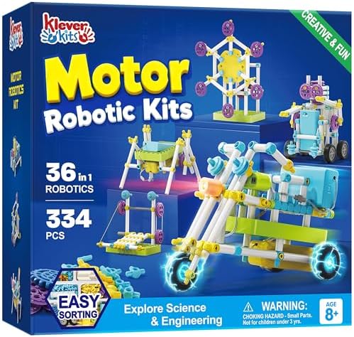 JOVA Klever Kits 36-in-1 Motor Robotic Kits, Make Your Own Kids Craft Kits Educational STEM Toys for Ages 8-13 Boys and Girls, Science Gifts for 8 Years Old by KleverKits