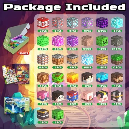 Magnetic Blocks, 150PCS Light Up Building Cube Toys Gifts for Kids - Image 2
