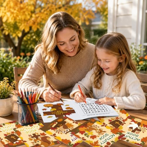 Bulk Fall Activity Books, 48Pcs Autumn Mini Games Coloring Booklet for Kids - Image 5