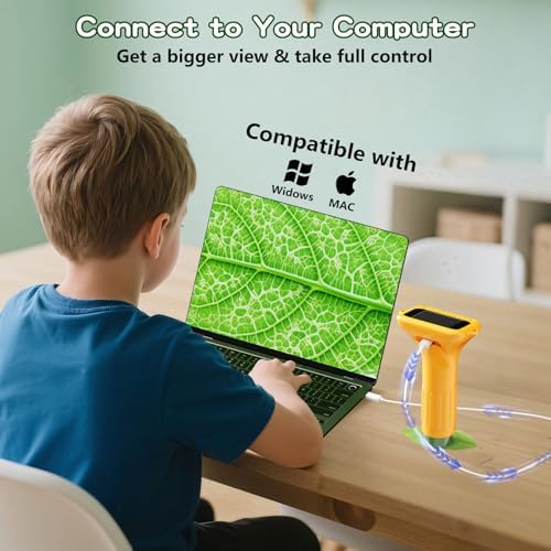 Odatay 1000X Digital Kids Microscope Kit with 12 Slides & 2" Screen, Orange - Image 6