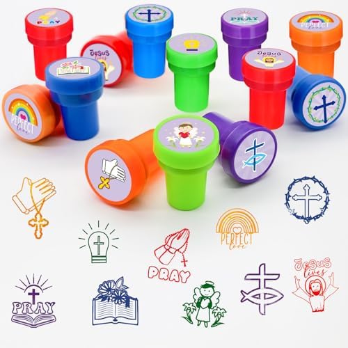 Cinrobiye 24 Pcs Christian Stampers Party Favor Set, Cute Bible Verse Stamps for Kids Sunday School, Church Classroom Rewards, Faith Based Gifts, Goody Bag Fillers, Religious Party Supplies - Image 4