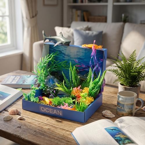 AmazingSpark 46 Pcs Ocean Diorama Box Kit Habitat Project Box Set - Image 5