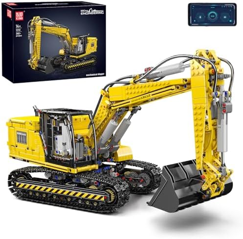 Mould King 13112 Upgraded RC Excavator Building Sets, 2169+ Pieces Building Model Kits, App Remote Control Construction Truck Excavator Science Kits with Motor, STEM Engineering Toys for Teens Adults by MouldKing