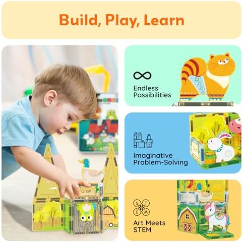 PicassoTiles 8 Piece Magnetic Farm Animal Figures, Building Add-On, Ages 3+ - Image 4