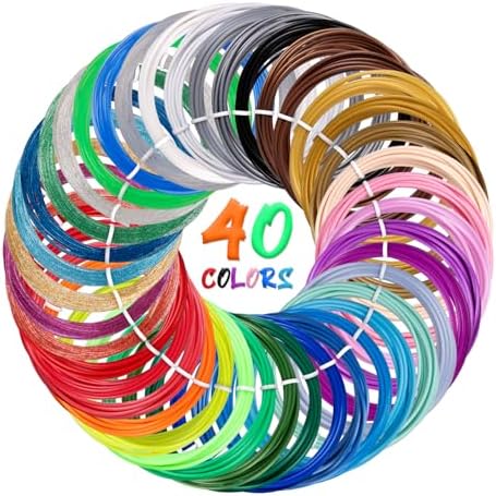 Kretrum 40 Colors PLA 3D Pen Filament Refills Compatible with SCRIB3D MYNT3D PIKA3D 3D Pen Most 1.75mm 3D Prining Pens NOT FIT 3Doodler Start Pen by Kretrum
