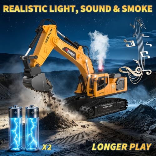 3-in-1 Remote Control Excavator Toy, 20 Channel 1:16 RC Excavator for Boys - Image 6