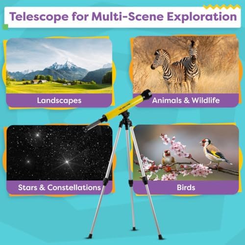 Telescope for Kids with Tripod - 40mm Beginner Optical Viewer with Adjustable Stand and 30x Magnification for Science and Astronomy by Hey Play - Image 4