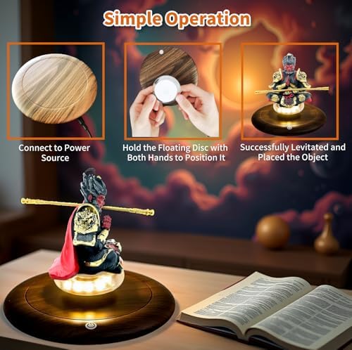 Levitating Display, 360°Magnetic Levitation Rotating Base Black Myth Floating Decor with Touch LED Light Magnetic Floating Display Kit & Figure Stand for Collectibles, Kids, Adults - Image 5