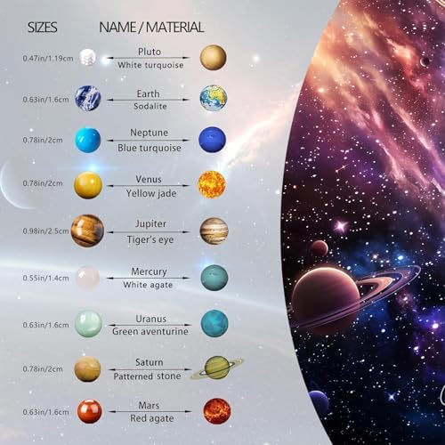 Runyangshi Nine Planets Crystal Ball Set in Display Case - Natural Stone Solar System Model with Black Foam Liner, Space & Astronomy Decor Collection - Image 4