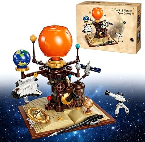 Spinning Solar System Space Building Set with Book Base, Compatible with Lego Space, Rotatable Planets & Rocket Sets, 672PCS STEM Educational Mechanical Space System Toys for Boys Girls Adults by Unknown