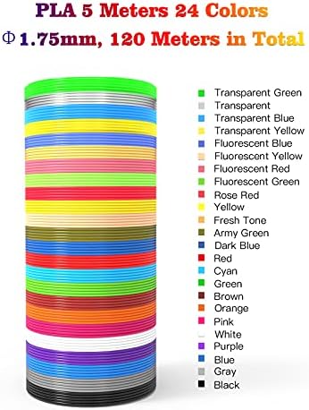 24 Assorted Colors 3D Pen Filament Refills PLA 1.75mm, Each Color 5 Meters (16 Feet), dikale 3D Printing Pen Filament Packs for Kids, Total 120 Meters- 250 Stencils eBooks - Image 2