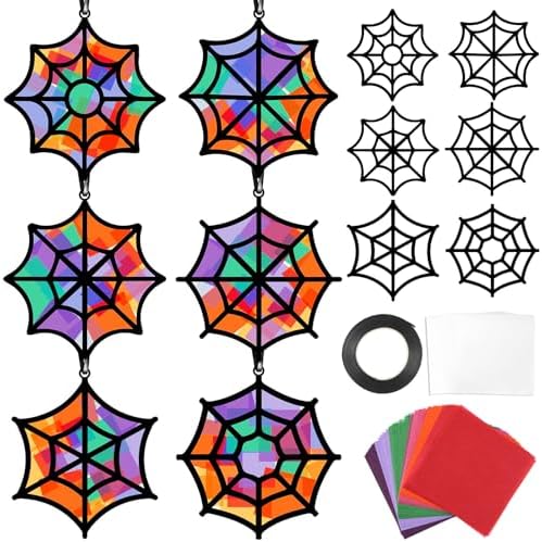 Qyeahkj 36 Set Halloween Spider Web Suncatchers Crafts Kit for Kids by Qyeahkj