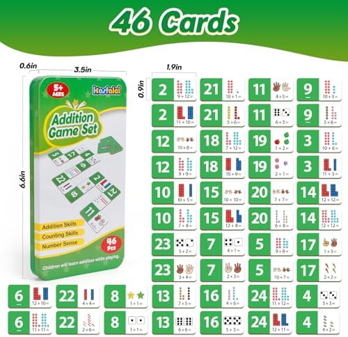 Kasfalci Addition Dominoes Set,Math Games for Kids,Math Manipulatives,Counting Toys,Learning Games,Preschool Learning Activities,Homeschool Supplies,Kindergarten Classroom Must Haves,1st 2nd 3rd Grade - Image 5