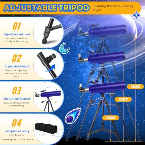 Telescope for Adults and Kids, 90mm Aperture 600 High-Powered - Image 6