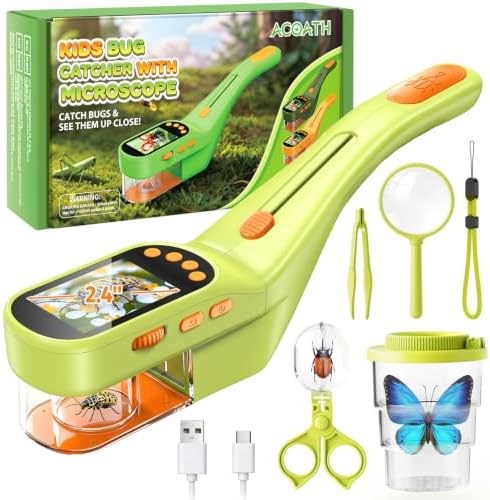 Acoath Microscope for Kids, Bug Catcher, 2.4" IPS Screen Bug Catching Kit by Acoath