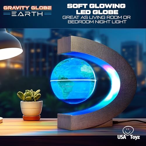 USA Toyz Gravity Globe Earth Ball and C Frame Set - Magnetic Levitating Lamp with Multicolor LED Lights, Spinning Rotating Floating Globe for Desk, Stand Compatible with USA Toyz Gravity Planets - Image 5